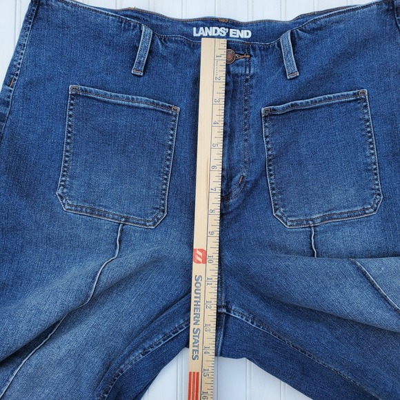 Landsend Womens Denim High‎ Rise Patch Pocket Extra Wide Leg Crop Jean Size 16P - Picture 7 of 12